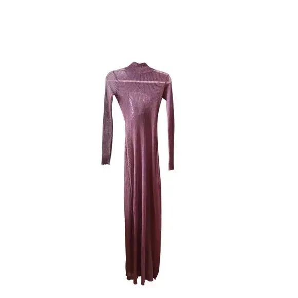 Afrm vilas turtleneck long sleeve semi sheet maxi dress fig purple small - Picture 6 of 13